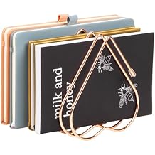 Mind Reader Heart-Shaped Desktop File Organizer, 5-Slot Metal Folder Rack, Magazine & Book Holder, Rose Gold