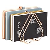 Mind Reader Heart-Shaped Desktop File Organizer, 5-Slot Metal Folder Rack, Magazine & Book Holder, Rose Gold