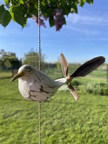 Möwe mit Propeller Windspiel aus Holz für Garten und Balkon Länge 60 cm