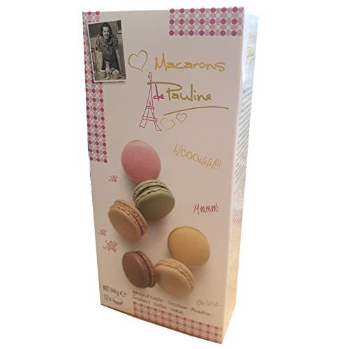 12 x Assorted Macarons de Pauline Gift Box 144g (Almonds Vanilla, Chocolate, Pistachio, Strawberry, Coffee & Lemon)