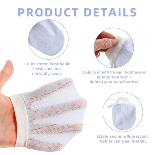 Newborn Mittens No Scratch, Mitten for Newborn Baby Girls, Infant Hand Mitten, Anti Scratch Mittens for Babies, Baby Breathable Adjustable Drawstring Gloves 0-7 Months3