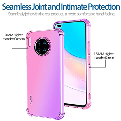 Koarwvc Case For Huawei Nova 8I Case, Honor 50 Lite Nen-L22 Case, Crystal Clear Case Gradient Slim Anti Scratch Tpu Shockproof Protective Phone Cases Cover For Huawei Nova 8I (Pink/Purple) #TOP1