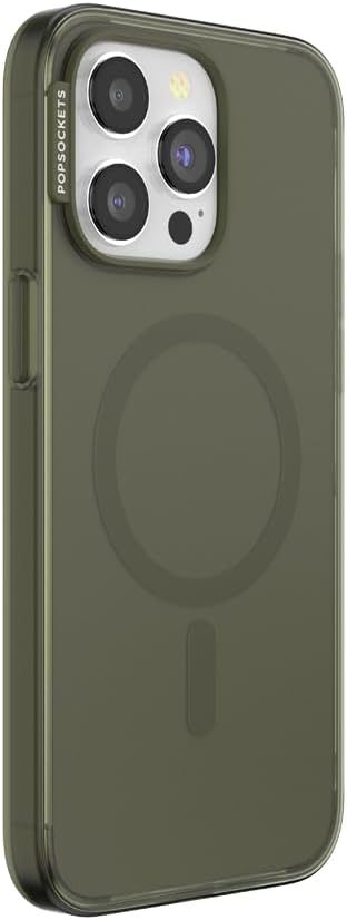 PopSockets iPhone 15 Pro Max Phone Case with MagSafe, Wireless Charging Compatible, Green - Fatigue