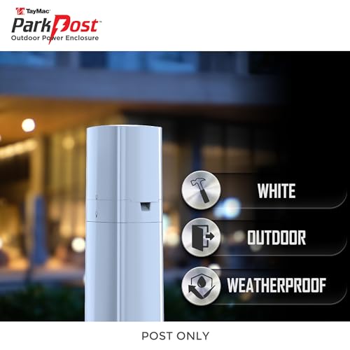 TayMac Outdoor Comforts ParkPost 13-in. 1-Gang White Weatherproof in-use Power Post Enclosure PP55W, Outdoor Power Stake for Garden, Weatherproof Outlet Box, Outdoor Outlet Cover