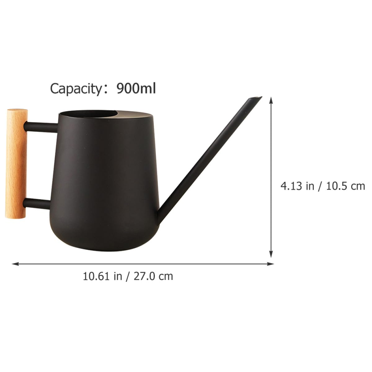 Tofficu Annaffiatoio per Fiori e Piante da Interno 900 Ml in Acciaio Inox Beccuccio per Irrigazione Mirata di Bonsai e Piante in Vaso, Accessorio per Giardinaggio Casa e Balcone,