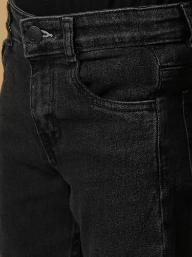 Image of Tales & Stories Boys Slim Fit Denim Jeans | 5-Pocket Stylish Mid-Rise Pants| Durable Cotton Denim Lycra with Button Closure | Casual Wear