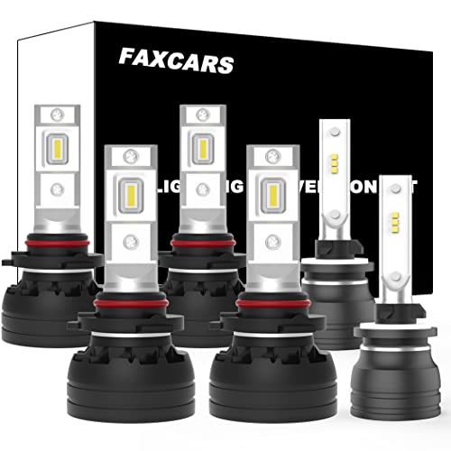 FAXCARS LED Headlights for 1999-2002 Chevy Silverado 1500/2500 2000-2006 Chevy Suburban/Tahoe, 9006/HB4 Low Beam 9005/HB3 High Beam 885/893/890/899/880 Fog Light Bulbs Combo 6000K White