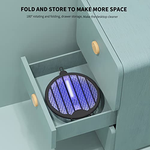 Mosquito Zapper, Bug Zapper Electric Fly Swatter, Purple Light Electric Fly Repellent Racket, Foldable Swivel 2 In 1 Usb Rechargeable With Digitally Displayed Hangable Mosquito Swatter Racket #TOP1