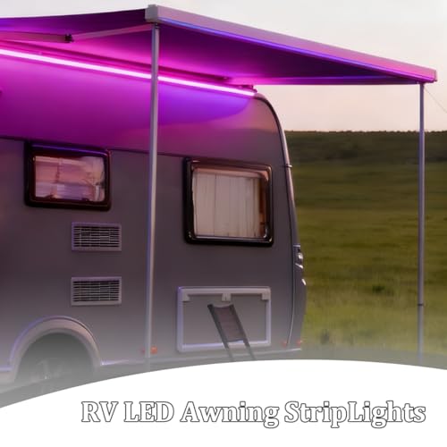 FALVFUN RV Awning LED Lights, 12V 16.4FT Vehicle Underbody Led Light Strip, Camper Underglow Accent Lighting Kit, Universal for Motorhome Travel Trailer Concession Stands Food Trucks (Pink)
