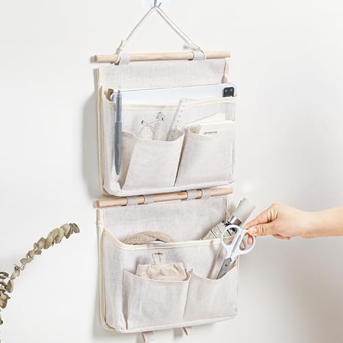 2 Stück Hängeorganizer, Hängeaufbewahrung mit 2 Haken Große Kapazität Kein Stanzen Montagehaken, Stapelbar Bad Organizer Hängend, Anwendbar auf Zuhause Schule Büro Geschäft Wohnmobil Zelt