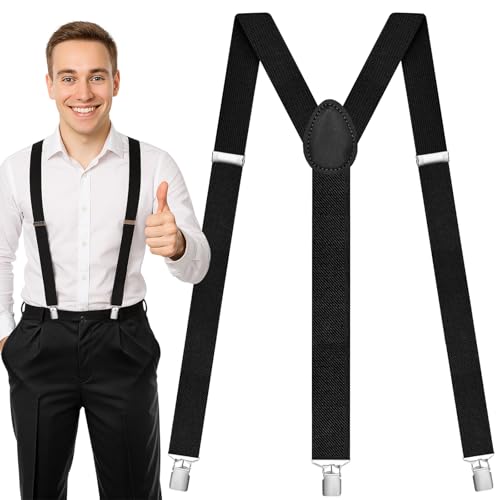 Kezidhp Tirantes para Hombre 35mm, con Clips Resistentes, Ajustables, Estilo Retro X para Traje, Perfectos para Boda, Fiesta y Oficina