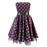 H&R London Bandeaukleid Big DOTS Dress Black-pink XXL