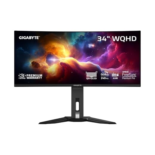GIGABYTE MO34WQC2-34" QD-OLED Curved Gaming Monitor - WQHD 3440x1440 - Curved - 240Hz - 0.03ms GTG - AMD FreeSync Premium Pro - Type C KVM - HDMI, DP, Type C - Height Adjustable - Black(MO34WQC2 SA)