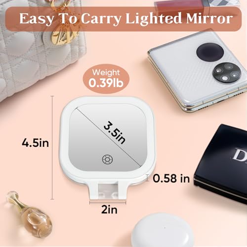 Rechargeable Travel Makeup Mirror DROPS TO (Color: 3.5" White D) - image 2