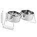 Baoblaze Elevated Cat Bowls Pet Food Feeding Dish Sturdy Water Food Feeder Bowls with Stand for Puppy Dogs Small Animals Kitten Cats, Double Bowl