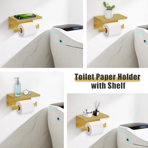 YACVCL-5-Pieces-Brushed-Gold-Bathroom-Hardware-Accessories-Set-Stainless-Steel-Bathroom-Towel-Bar-Set-Towel-Holder-Set-for-BathroomUpgraded-Toilet-Paper-Holder-with-ShelfWall-Mounted-236