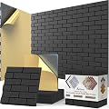 ArtVivid 12Pack Acoustic Panels, 12"×12"×0.4" Self-Adhesive 3D Brick Pattern Sound Proof Panels for Walls, Decorative Sound Dampening Wall Panels for Recording Studios, Offices, Home, Black