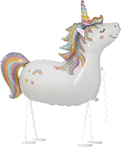 Amscan Riesen-Folienballon Einhorn, Ca. 130 Cm – Mehrfarbig, Mit Luft Oder Helium Befüllbar, Inkl. Aufblashilfe