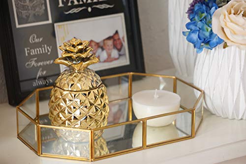 Wonthai Pineapple Shaped Ceramic Jar - Cookie Candy Storage- For Home Bathroom Or Office Table Decor- Gold #TOP2