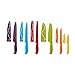 Farberware 12-Piece Non-Stick Resin, Dishwasher-Safe Kitchen Knife Set with Custom-Fit Blade Covers, Razor-Sharp, Multicolor