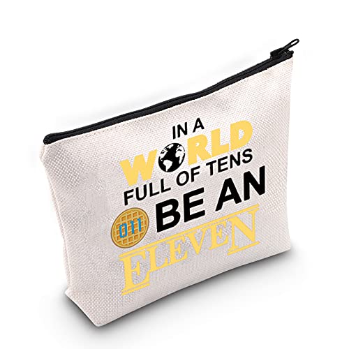 LEVLO Eggo Waffles Cosmetic Bag Eggo Waffles Fans Inspired Gift In A World Full of Tens Be An Eleven Waffle Makeup Zipper Pouch Bag For Women Girls(Be An Eleven)