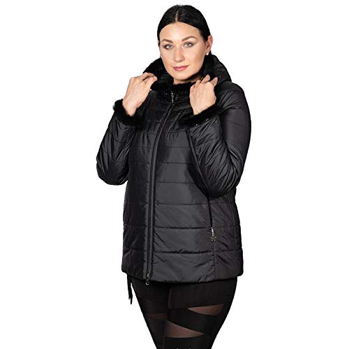Manteau Femme Masculin,Veste d'hiver Femme Manteau Court À Capuche Grande Taille Poignets Chauds Femmes Poilues Veste Crinière Vêtements Ukraine Vestes,XXL Cover