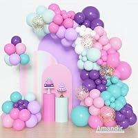 Amandir 168Pcs Unicorn Balloons Arch Garland Kit, Different Sizes 12 10 5 inch Pink Purple Aqua Blue Confetti Balloons for Unicorn Birthday Decorations for Girls Wedding Baby Shower Party Supplies