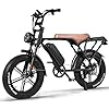 Hipatoo V8 Electric Bike for Adults, 20'' Fat Tire E Bike with 750W Motor 48V 15Ah Removable Battery, 7-Speed Gears, 2 Seater E-Bike, Up to 31MPH, Ebike Moped Style for Mountains, Snow, Sand, Road #4