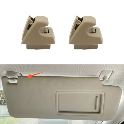2PCS Sun Visor Clips for Cars, Bracket Sunvisor Retainer Clips, 95994975 Car Visor Support Holder Bracket Hanger, Visor Accessories Replacement for Chevy Silverado 1500, Tahoe, GMC Sierra 1500 (Beige)