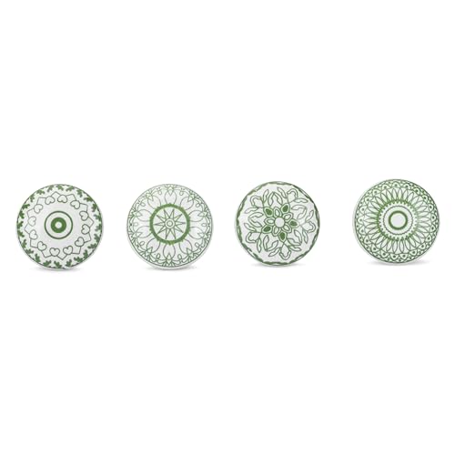 Ajuny 10 Green White Ceramic Cabinet Knobs Printed Drawer Pull Handles Set by Ajuny - Used condition - Image 5