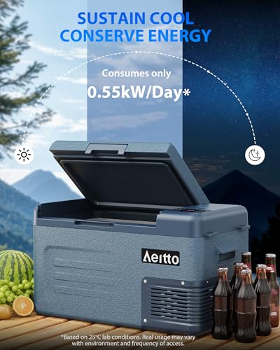 Aeitto 12 Volt Car Refrigerator 25Quart Car Fridge Freezer Electric Cooler Portable Cooler 12V Fridge RV Refrigerator -4℉-68℉ Temp Control 12/24V DC & 100-240V AC for Travel, Camping, RV, Road