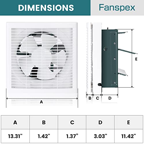 Fanspex 10-Inch Intake Vent Fan With 2-Ways Airflow Intake Or Exhaust, High-Velocity 490Cfm Air Ventilation Fan 45Db Quiet For Bathroom, Kitchen, Office, Bedroom, Basement (Metal Frame Body) #TOP1
