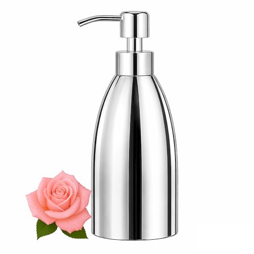 Emarful 304 Stainless Steel Soap Dispenser 16oz Rust-Proof Liquid Soap Pump Bottle for Kitchen or Bathroom Countertop Hand Dish Lotion Leak-Proof (Mirror Stainless Steel)