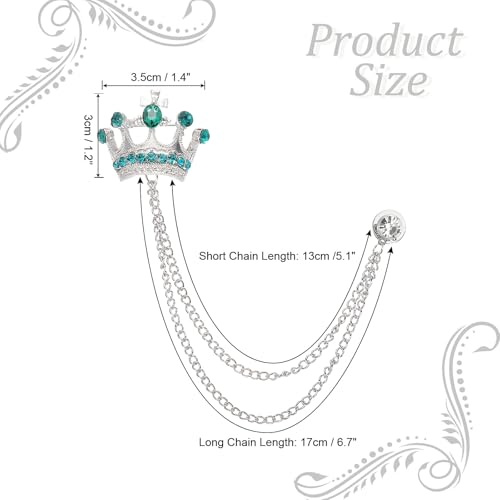 Image of PATIKIL Crown Hanging Chain Brooch Pins | Rhinestone Suit Pins Fashion Crystal Lapel Pins for Women Men