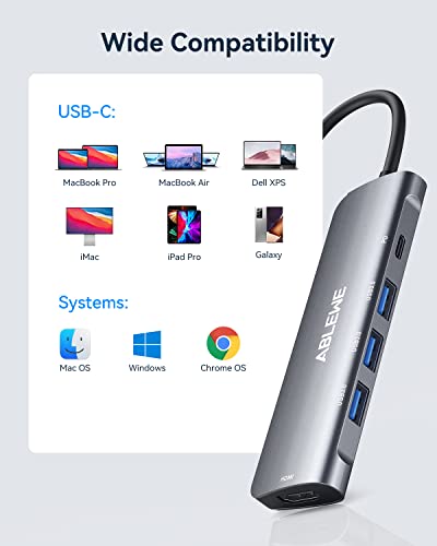 image for USB C Hub, ABLEWE USB C to HDMI Multiport Adapter, Thunderbolt 3 to HD