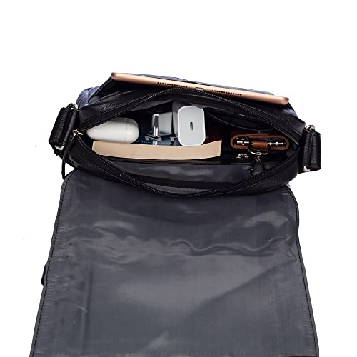 Image of FINELAER Vintage Leather Crossbody Bag Stylish Flap Over Shoulder Satchel for Men & Women