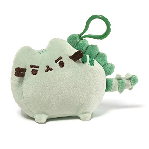 GUND Pusheen Pusheenosaurus Dinosaur Cat Plush Stuffed Animal Backpack Clip, Green, 4.5