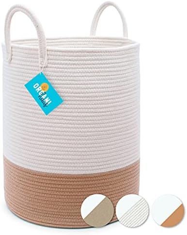 OrganiHaus Nursery Storage Baskets | Baby Basket Unicorn Style | Large Laundry Basket | Toy Storage Basket | Ironing Basket | Woven Basket Storage | Baby Hamper Basket - Rainbow Basket (50x33cm)