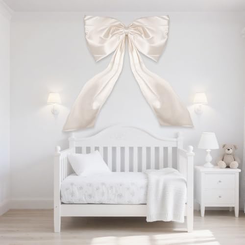 24 x 36 Inches Big White Bow Decor,Coquette Room Decor,Giant Bow Room Wall Decorations,Birthday Party Backdrop Wall Wedding Decorations(White)
