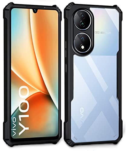 Image of WOW IMAGINE Shock Proof Clear Back Cover Case Mobile Cover for Vivo Y100 5G | Vivo T2 5G (Hard | Hybrid PC + TPU | Full Armour Device & Camera Protection | Black)