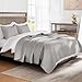 Exclusivo Mezcla Reversible Full Queen Quilt Bedding Set with Pillow Shams, Lightweight Quilts Queen Size, Soft Bedspreads Bed Coverlets for All Seasons - (Light Grey, 90