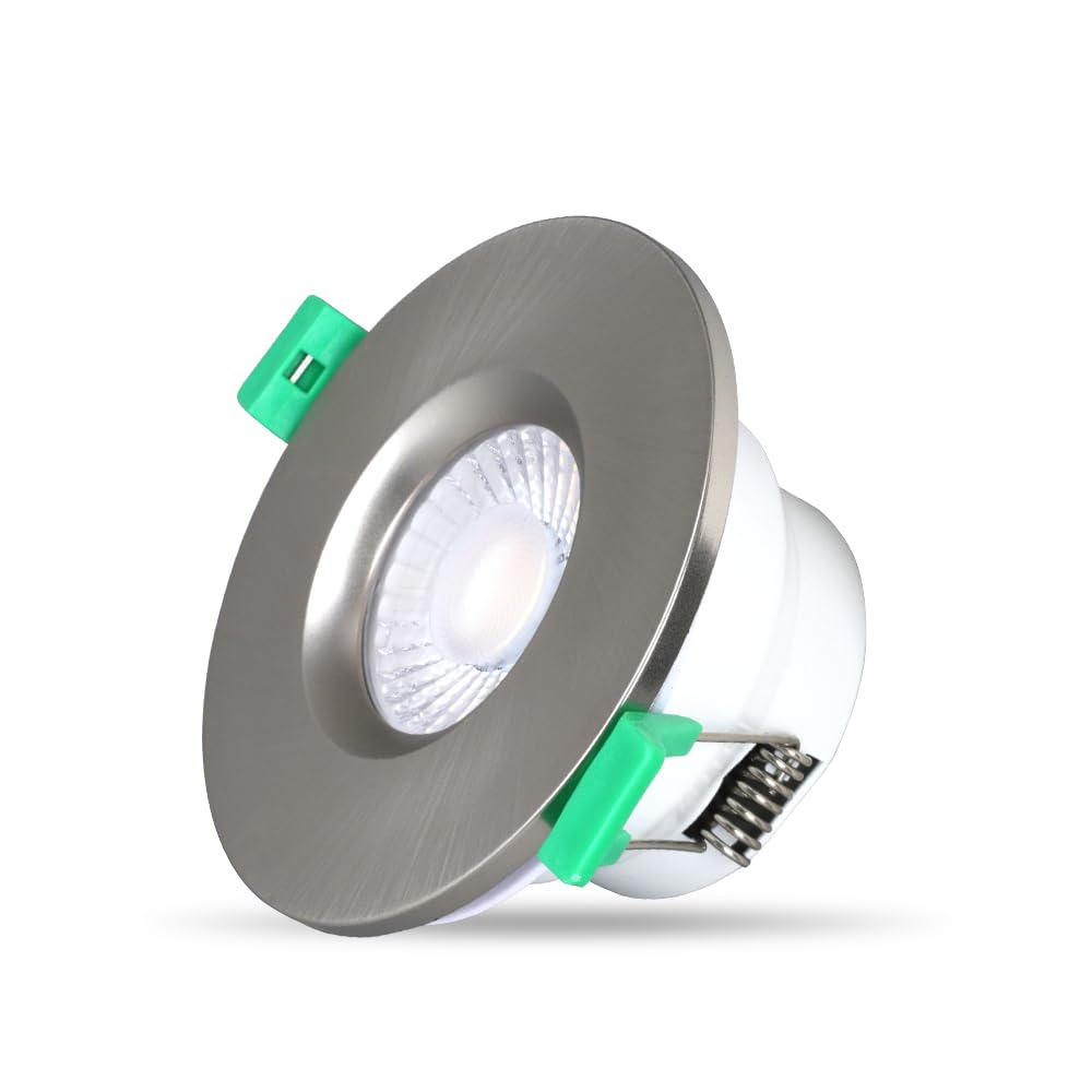 ROTHER Silver LED Downlight – 6W IP65 Fire Rated Ceiling Light, 4 CCT Selectable, Recessed Bathroom & Kitchen Spotlight, Ø65mm Cut-Out (Silver, ONE Size)