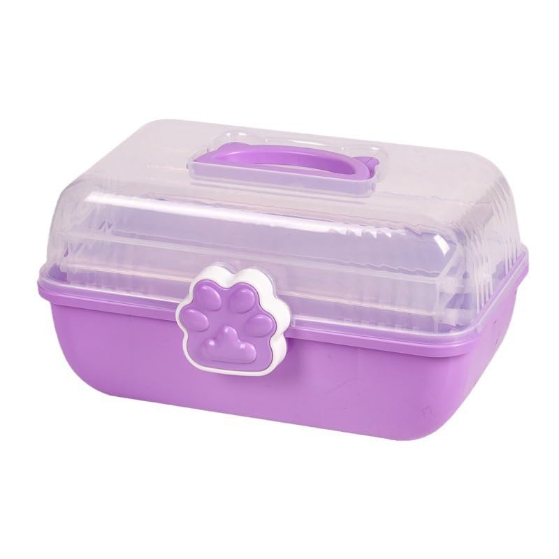 Caja de almacenamiento de mano de 3 capas separador de maquillaje para niños y niñas, organizador de accesorios para el cabello, joyero para arte de uñas