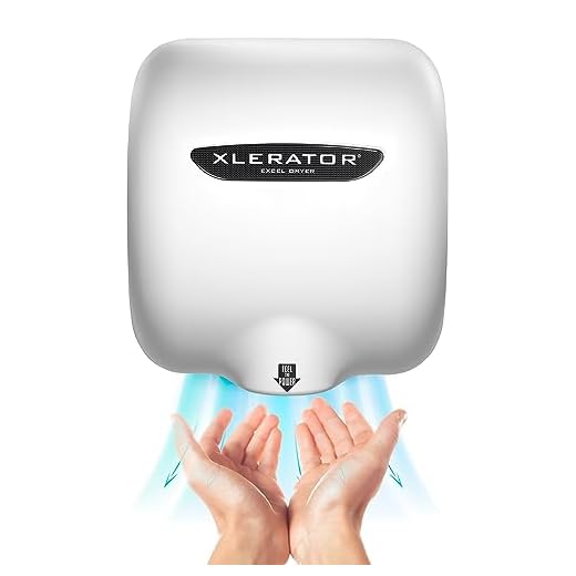 Excel Dryer XLERATOR XL-BW 1.1N High Speed Commercial Hand Dryer, White Thermoset Cover, Automatic Sensor, Surface Mount, Noise Reduction Nozzle, LEED Credits 110/120V