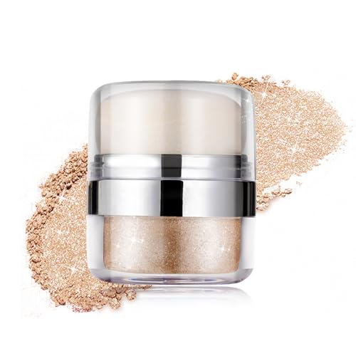 Polvo iluminador en polvo, polvo marrón brillante para cara/cabello/cuerpo, Fairy Polvo De Hadas, iluminador de polvo, brillo corporal con textura fina, polvo de maquillaje brillante
