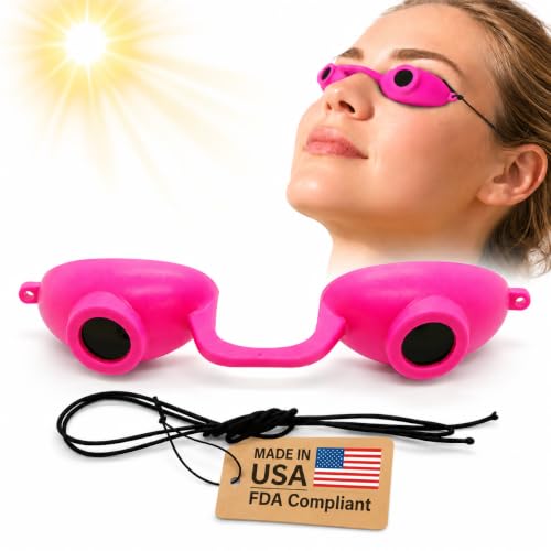 Super Sunnies Flexible UV Eye Tanning Bed Goggles w/Strap - Pink