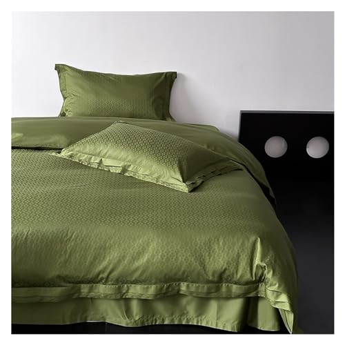 Housse de couette en jacquard de coton doux vert olive fini les nuits trop chaudes ou trop froides