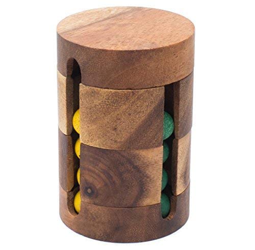 Spinning Drum: Handmade Rotational IQ Game for Adults & Children from SiamMandalay with SM Gift Box(Pictured) - Spinning Sequential Color Barrel