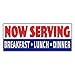 Now Serving Breakfast Lunch & Dinner Vinyl Banner (Size Options) Small - 24x60