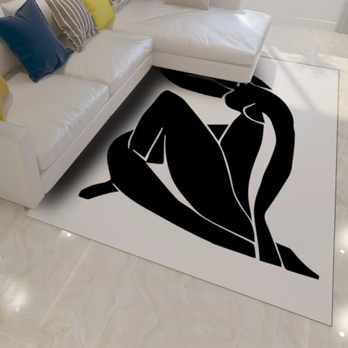 Tapis de chambre fille ou garçon antidérapant et tapis salon noir 120x160